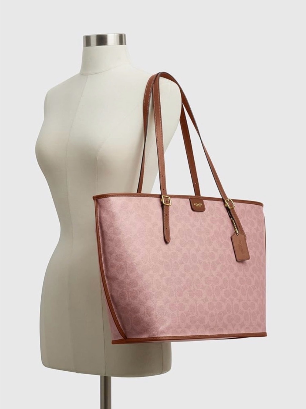 Coach Pink Signature Taxi Tote with Matching Pouch / Pink Sable - Picture 8 of 8